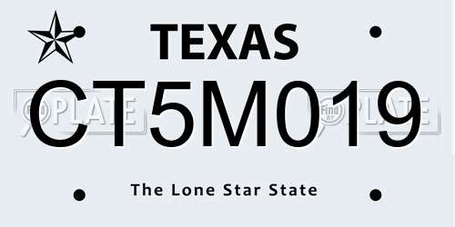 CT5M019 Texas License Plate