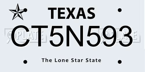 CT5N593 Texas License Plate