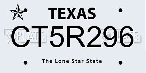 CT5R296 Texas License Plate