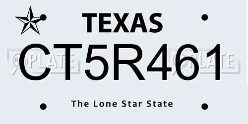 CT5R461 Texas License Plate