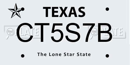 CT5S7B Texas License Plate