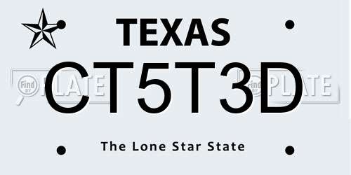 CT5T3D Texas License Plate