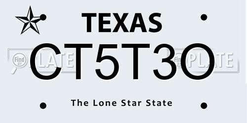 CT5T3O Texas License Plate