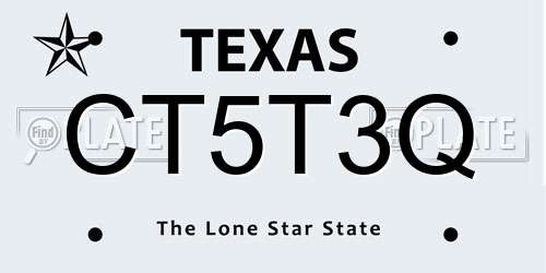 CT5T3Q Texas License Plate