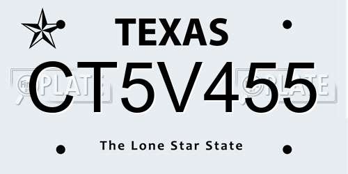 CT5V455 Texas License Plate