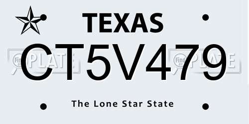 CT5V479 Texas License Plate