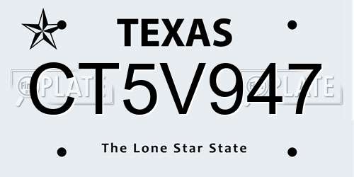 CT5V947 Texas License Plate