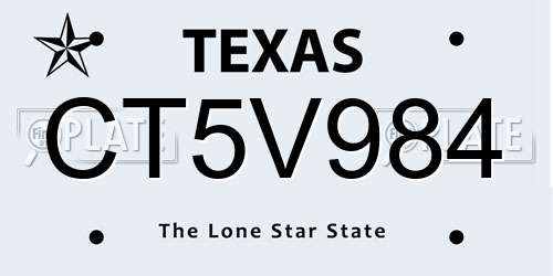CT5V984 Texas License Plate