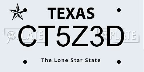 CT5Z3D Texas License Plate