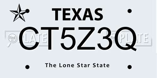 CT5Z3Q Texas License Plate