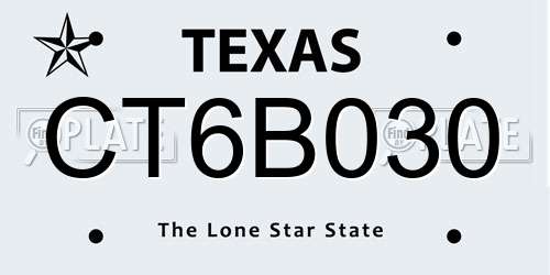 CT6B030 Texas License Plate