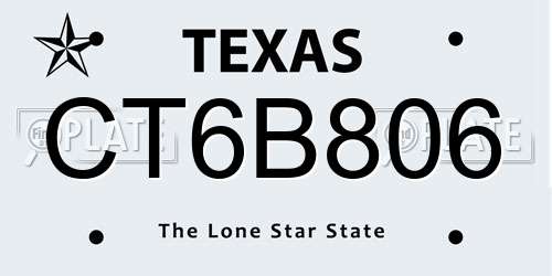CT6B806 Texas License Plate