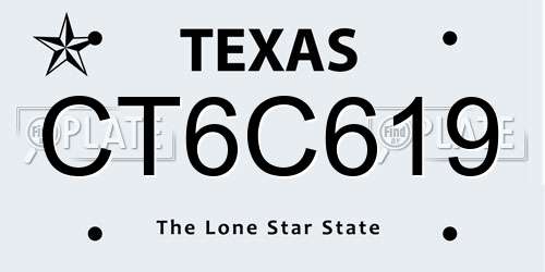 CT6C619 Texas License Plate