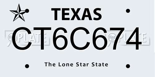 CT6C674 Texas License Plate