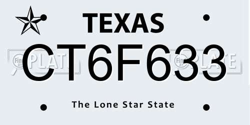 CT6F633 Texas License Plate