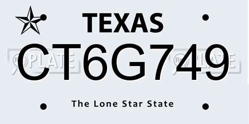 CT6G749 Texas License Plate