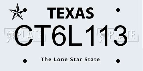 CT6L113 Texas License Plate