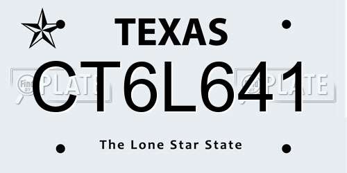 CT6L641 Texas License Plate