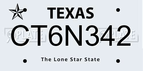 CT6N342 Texas License Plate