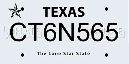 CT6N565 Texas License Plate