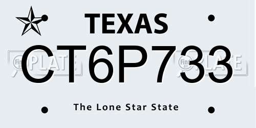 CT6P733 Texas License Plate