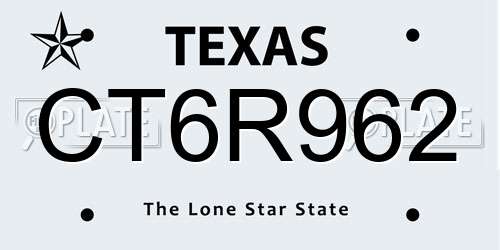 CT6R962 Texas License Plate
