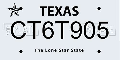 CT6T905 Texas License Plate