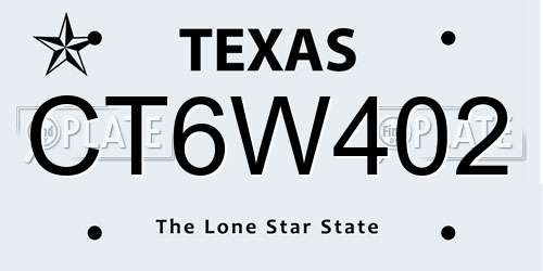 CT6W402 Texas License Plate