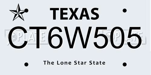 CT6W505 Texas License Plate