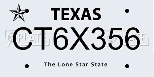 CT6X356 Texas License Plate