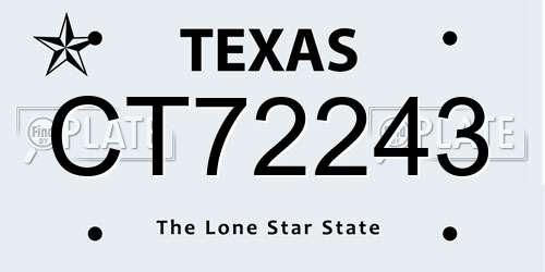 CT72243 Texas License Plate