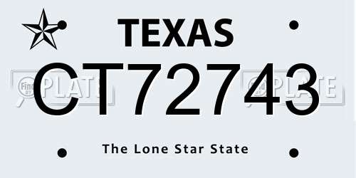 CT72743 Texas License Plate