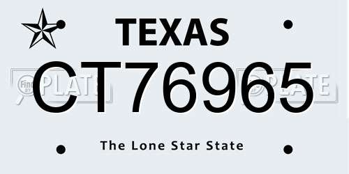 CT76965 Texas License Plate