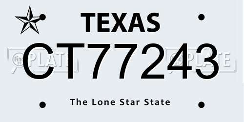 CT77243 Texas License Plate
