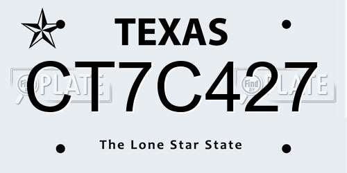 CT7C427 Texas License Plate