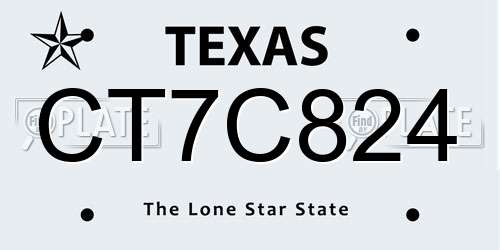 CT7C824 Texas License Plate