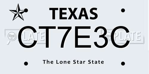 CT7E3C Texas License Plate