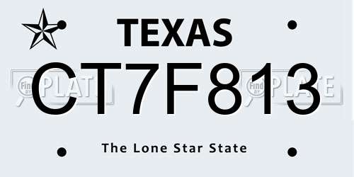 CT7F813 Texas License Plate