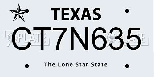 CT7N635 Texas License Plate