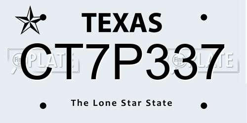 CT7P337 Texas License Plate