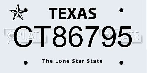CT86795 Texas License Plate