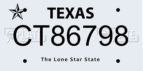 CT86798 Texas License Plate