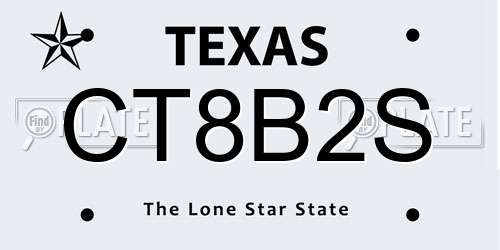 CT8B2S Texas License Plate