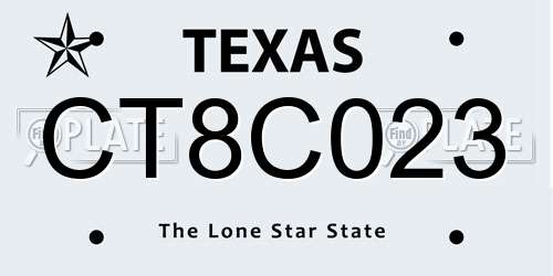 CT8C023 Texas License Plate