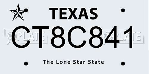 CT8C841 Texas License Plate