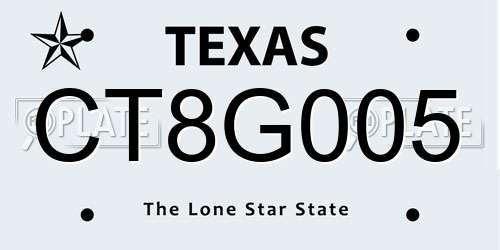 CT8G005 Texas License Plate