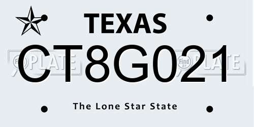 CT8G021 Texas License Plate