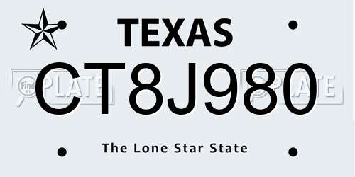 CT8J980 Texas License Plate