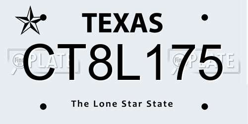 CT8L175 Texas License Plate