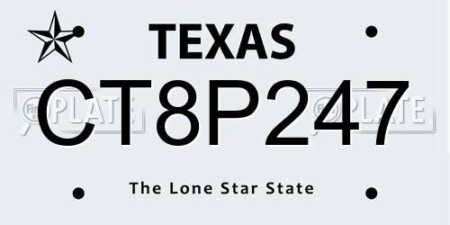 CT8P247 Texas License Plate
